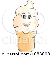 Poster, Art Print Of Smiling Vanilla Ice Cream Cone Character
