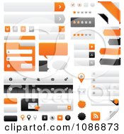 Poster, Art Print Of Orange Gray And Black Website Navigation Design Elements