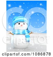 Poster, Art Print Of 3d Christmas Snowman In The Snow 1