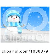 Clipart 3d Christmas Snowman In The Snow 2 Royalty Free CGI Illustration