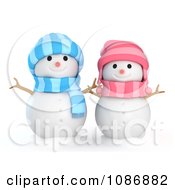 Poster, Art Print Of 3d Girl And Boy Snowmen