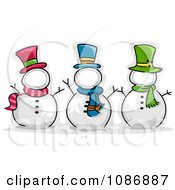 Poster, Art Print Of Three Snowmen With Blank Frame Faces