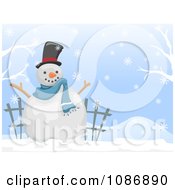 Poster, Art Print Of White Christmas Winter Snowman Background