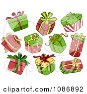 Poster, Art Print Of Background Of Christmas Gift Boxes On White