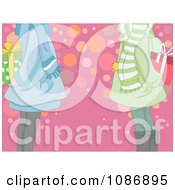 Clipart Girls Holding Christmas Gifts For An Exchange Behind Their Backs Royalty Free Vector Illustration