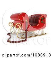 Poster, Art Print Of 3d Red Christmas Sleigh With A Poinsettia Flower