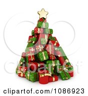 Poster, Art Print Of 3d Christmas Tree Of Red And Green Gifts