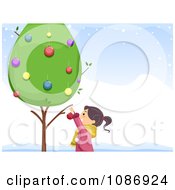 Poster, Art Print Of Girl Decorating A Live Tree In The Snow