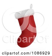 Poster, Art Print Of 3d Red Christmas Stocking With White Trim