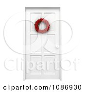 Poster, Art Print Of 3d Christmas Poinsettia Wreath On A White Door