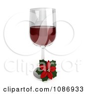 Poster, Art Print Of 3d Poinsettia Flower And Glass Of Red Wine