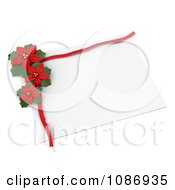 3d White Gift Tag With Red Poinsettias