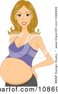 Poster, Art Print Of Dirty Blond Pregnant Woman In A Tank Top Revealing Her Baby Bump