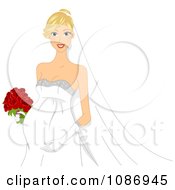 Poster, Art Print Of Blond Pregnant Bride Touching Her Baby Bump With Copyspace