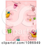 Poster, Art Print Of Christmas Background Of Gifts Baubles And Sleighs On Pink