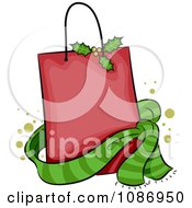 Poster, Art Print Of Red Christmas Holly Shopping Bag And Green Scarf