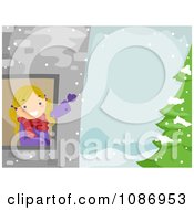 Poster, Art Print Of Girl Waving From A Tower Window In A Winter Landscape