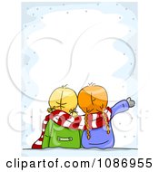 Clipart Two Winter Girls Gazing At The Snow Border Royalty Free Vector Illustration by BNP Design Studio