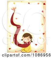 Poster, Art Print Of Border Of A Bird Flying Away With A Girls Scarf In The Autumn