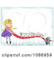 Poster, Art Print Of Penguin Feeling A Girls Scarf With A Merry Christmas Greeting And Snow