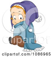 Poster, Art Print Of Toddler Sitting In Winter Clothes And Looking Back