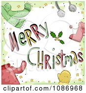 Merry Christmas Greeting With Winter Accessories And Clothes