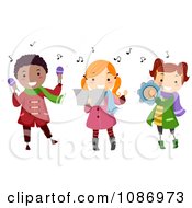 Poster, Art Print Of Kids Playing Instruments And Singing Christmas Carols