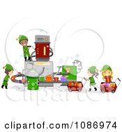 Kid Elves Working In Santas Toy Factory