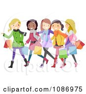 Poster, Art Print Of Teen Girls Having Fun Christmas Shopping