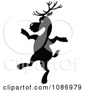 Clipart Silhouetted Christmas Reindeer Dancing Upright Royalty Free Vector Illustration by Zooco