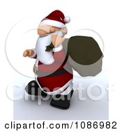 Poster, Art Print Of 3d Santa Carrying A Sack