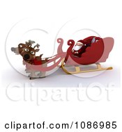 Poster, Art Print Of 3d Santa Sitting In His Sleigh With Two Reindeer