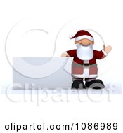 Poster, Art Print Of 3d Santa Presenting A Rectangular Sign