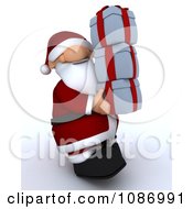 Clipart 3d Santa Carrying A Stack Of Christmas Gift Boxes Royalty Free CGI Illustration