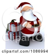 Poster, Art Print Of 3d Santa Resting His Hands On His Belly By Christmas Gifts