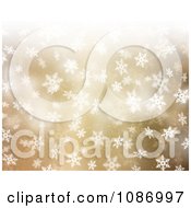 Poster, Art Print Of Golden Christmas Background With White Snowflakes