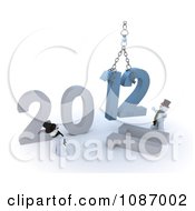 Poster, Art Print Of 3d Snowmen Guiding A Hoist With 2012 New Year