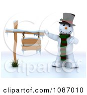 Poster, Art Print Of 3d Snowman Presenting A Wooden Sign