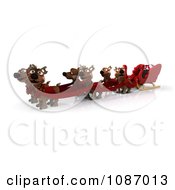 Poster, Art Print Of 3d Christmas Santa Sleigh With Reindeer And Gifts