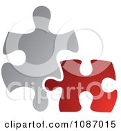 Poster, Art Print Of Red And Gray Jigsaw Puzzle Pieces