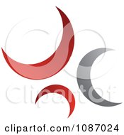 Clipart Red And Gray Crescent Moons In A Circle Royalty Free Vector Illustration