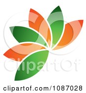 Fanned Orange And Green Leaves Or Petals
