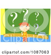 Clipart Thinking School Boy By A Chalk Board Royalty Free Vector Illustration