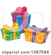 Poster, Art Print Of Three Birthday Or Christmas Gift Boxes