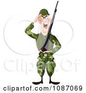 Poster, Art Print Of Saluting Army Soldier Holding A Gun