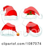 Clipart Four Christmas Santa Hats Royalty Free Vector Illustration