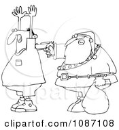 Clipart Outlined Santa Robbing A Man Royalty Free Vector Illustration
