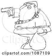 Poster, Art Print Of Outlined Santa Aiming A Gun