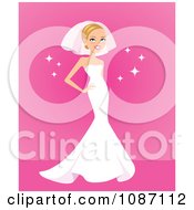 Clipart Beautiful Blond Bride Posing In Her Dress Royalty Free Vector Illustration by Monica