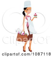 Clipart Black Chef Woman Carrying Her Gear And A Cupcake Royalty Free Vector Illustration by Monica #COLLC1087118-0132